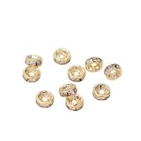 Brass Spacer Beads, Rondelle, plated, DIY & with rhinestone 