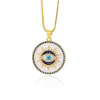Evil Eye Jewelry Necklace, Brass, with 1.96 inch extender chain, gold color plated & micro pave cubic zirconia & for woman & enamel Approx 17.71 Inch 