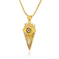 Cubic Zircon Micro Pave Brass Necklace, 18K gold plated & micro pave cubic zirconia & for woman Approx 17.71 Inch 