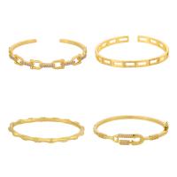 Ouverture Bracelets en cuivre, laiton, Plaqué or 18K, Réglable & styles différents pour le choix & pavé de micro zircon & pour femme, Vendu par PC