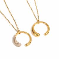 Cubic Zircon Micro Pave Brass Necklace, 304 Stainless Steel, Vacuum Ion Plating, fashion jewelry & micro pave cubic zirconia & for woman, golden 