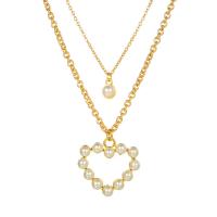 プラスチック真珠のネックレス, 亜鉛合金, とともに ABS 樹脂パール, とともに 7cm エクステンダチェーン, ハート形, ゴールドメッキ, 2個 & ファッションジュエリー & 女性用, 2色の異なる 長さ:50 センチ, 売り手 セット