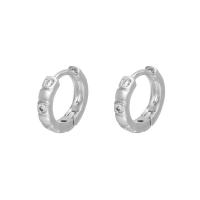 Brass Huggie Hoop Earring, Round, plated, fashion jewelry & micro pave cubic zirconia & for woman 