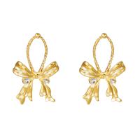 Zinc Alloy Rhinestone Drop Earring, Bowknot, gold color plated, fashion jewelry & for woman & with rhinestone, golden 