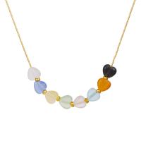 Acrylic Necklace, Zinc Alloy, with Acrylic, Heart, gold color plated, fashion jewelry & for woman, multi-colored, 6mm cm 