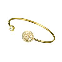 Zinc Alloy Cuff Bangle, gold color plated, fashion jewelry & tree of life design & micro pave cubic zirconia & for woman 6MMu300114MM cm 