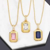 Brass Cubic Zirconia Necklace, 18K gold plated, fashion jewelry & for woman & with cubic zirconia cm 