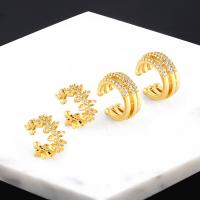 Earring Cuff and Wraps, Brass, 18K gold plated, fashion jewelry & micro pave cubic zirconia & for woman 30011.6x0.7 