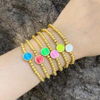 Enamel Brass Bracelets, 18K gold plated, fashion jewelry & for woman cm 