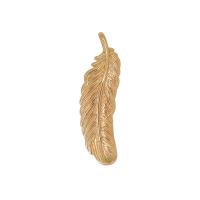 Bijoux pendentifs en laiton, forme de plume, Placage de couleur d'or, unisexe, doré Environ Vendu par sac