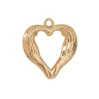 Латунные подвески-сердце, Латунь, Сердце, плакирован золотом, Мужская & отверстие, Золотой Приблизительно 10ПК/сумка, продается сумка