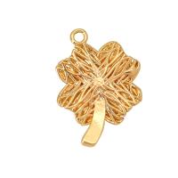 Brass Clover Pendant, Leaf, gold color plated, Unisex, golden Approx 