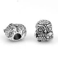 Zinc Alloy European Beads, Owl, silver color plated, DIY Approx 
