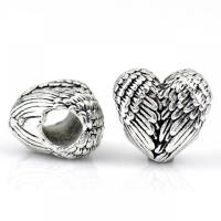 Zinc Alloy European Beads, Winged Heart, silver color plated, DIY Approx 