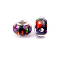 European Resin Beads, with Iron, Lantern, silver color plated, DIY, multi-colored Approx 