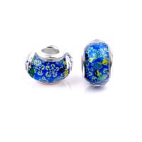 European Resin Beads, with Iron, Lantern, silver color plated, DIY, blue Approx 