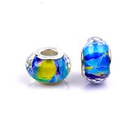 European Resin Beads, with Iron, Lantern, silver color plated, DIY, blue Approx 
