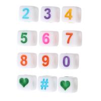 Acrylic Number Bead, Square, DIY & enamel Approx 3mm 