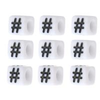 Enamel Acrylic Beads, Square, DIY, white and black Approx 3mm 