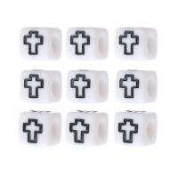 Schmelz Acryl Perlen, Quadrat, DIY & Emaille, weiß und schwarz, 6x6x6mm, Bohrung:ca. 3mm, verkauft von Tasche
