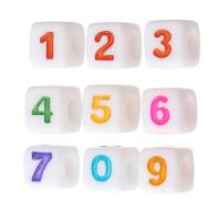 Acryl Zahlen Perlen, Quadrat, DIY & verschiedene Muster für Wahl & Emaille, keine, 7x7x7mm, Bohrung:ca. 4mm, verkauft von Tasche