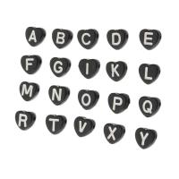 Acryl Alphabet Perlen, Herz, DIY & verschiedene Muster für Wahl & Emaille, keine, 7x7x4mm, Bohrung:ca. 1mm, verkauft von Tasche