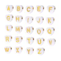 Acryl Alphabet Perlen, Herz, DIY & verschiedene Muster für Wahl & Emaille, keine, 7x7x4mm, Bohrung:ca. 1mm, verkauft von Tasche