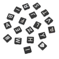 アルファベット アクリル ビーズ, スクエアー, DIY & さまざまなパターンの選択 & エナメル & ダブルホール, 無色 穴:約 1mm, 売り手 バッグ