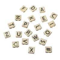 Acrylic Alphabet Beads, Square, DIY & enamel & double-hole Approx 1mm 