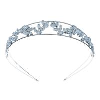 Hair Bands, Zinc Alloy, with Cubic Zirconia, silver color plated, for woman, silver color 
