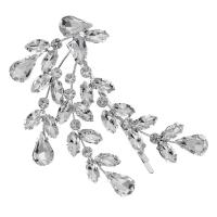 Hair Slide, Zinc Alloy, silver color plated, wedding gift & for woman & with rhinestone, silver color 