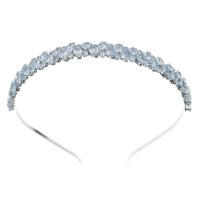 Hair Bands, Zinc Alloy, silver color plated, for woman & with cubic zirconia, silver color 
