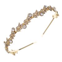 Hair Bands, Zinc Alloy, gold color plated, for woman & with rhinestone, golden 