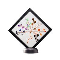 Gemstone Decoration, with brass wire & Acrylic, Tree, for home and office, mixed colors, 90mm 