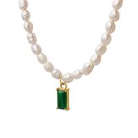Natural Freshwater Pearl Necklace, with Titanium Steel & Crystal, with 3.15inch extender chain, fashion jewelry & for woman, 5mm,5.4*11mm Approx 15.75 Inch 