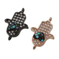 Cubic Zirconia Micro Pave Brass Connector, with Abalone Shell, Hand, plated, DIY & micro pave cubic zirconia & 1/1 loop Approx 1mm 