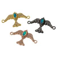 Cubic Zirconia Micro Pave Brass Connector, with Opal, Eagle, plated, DIY & micro pave cubic zirconia & 1/1 loop Approx 1mm 