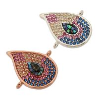 Cubic Zirconia Micro Pave Brass Connector, with Abalone Shell, Teardrop, plated, DIY & micro pave cubic zirconia & 1/1 loop Approx 1mm 