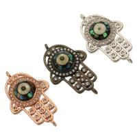 Evil Eye Jewelry Connector, Brass, with Abalone Shell, Hand, plated, DIY & evil eye pattern & micro pave cubic zirconia & 1/1 loop Approx 1mm 