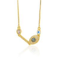 Cubic Zircon Micro Pave Brass Necklace, gold color plated, evil eye pattern & micro pave cubic zirconia & for woman, gold cm 