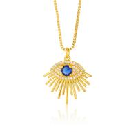 Cubic Zircon Micro Pave Brass Necklace, Eye, gold color plated & micro pave cubic zirconia & for woman, gold, 480mm 