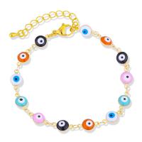 Evil Eye Jewelry Bracelet, Brass, gold color plated & for woman & enamel, multi-colored, 230mm 
