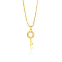 Cubic Zircon Micro Pave Brass Necklace, Key, gold color plated & micro pave cubic zirconia & for woman, gold, 500mm 