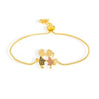 Cubic Zirconia Micro Pave Brass Bracelet, gold color plated, micro pave cubic zirconia & for woman, gold, 230mm 