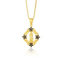 Cubic Zircon Micro Pave Brass Necklace, gold color plated, micro pave cubic zirconia & for woman cm 