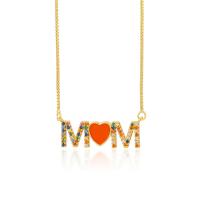 Cubic Zircon Micro Pave Brass Necklace, Alphabet Letter, gold color plated, micro pave cubic zirconia & for woman & enamel cm 