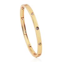 Brass Bangle, gold color plated, micro pave cubic zirconia & for woman, gold 