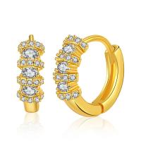 Brass Huggie Hoop Earring, 18K gold plated, fashion jewelry & micro pave cubic zirconia & for woman 