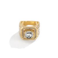 Zinc Alloy Finger Ring, Geometrical Pattern, plated, for man & with rhinestone 19mm 