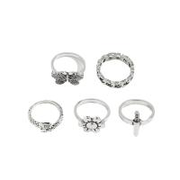 Zinc Alloy Ring Set, antique silver color plated, 6 pieces & for man, US Ring .5-9 